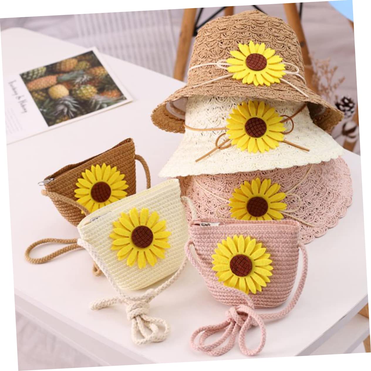 CALLARON Sombrero de Sol Infantil de con Protección UV y Bolsa de Playa Sombrero de Verano para Gorro de Playa y para Salidas al Aire y Actividades de Verano