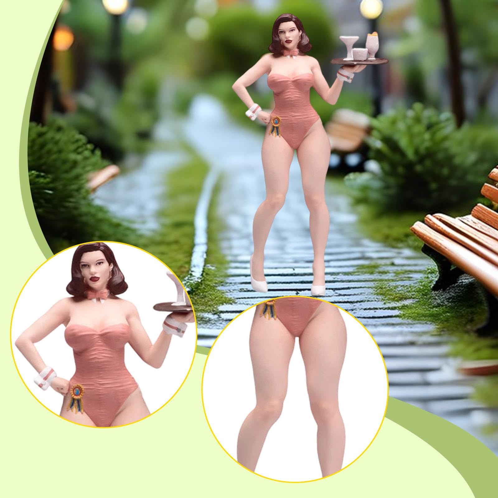Maqueta a Escala 1:18 de Una Niña con Una Bandeja de Servir para Una Maqueta de Ferrocarril.