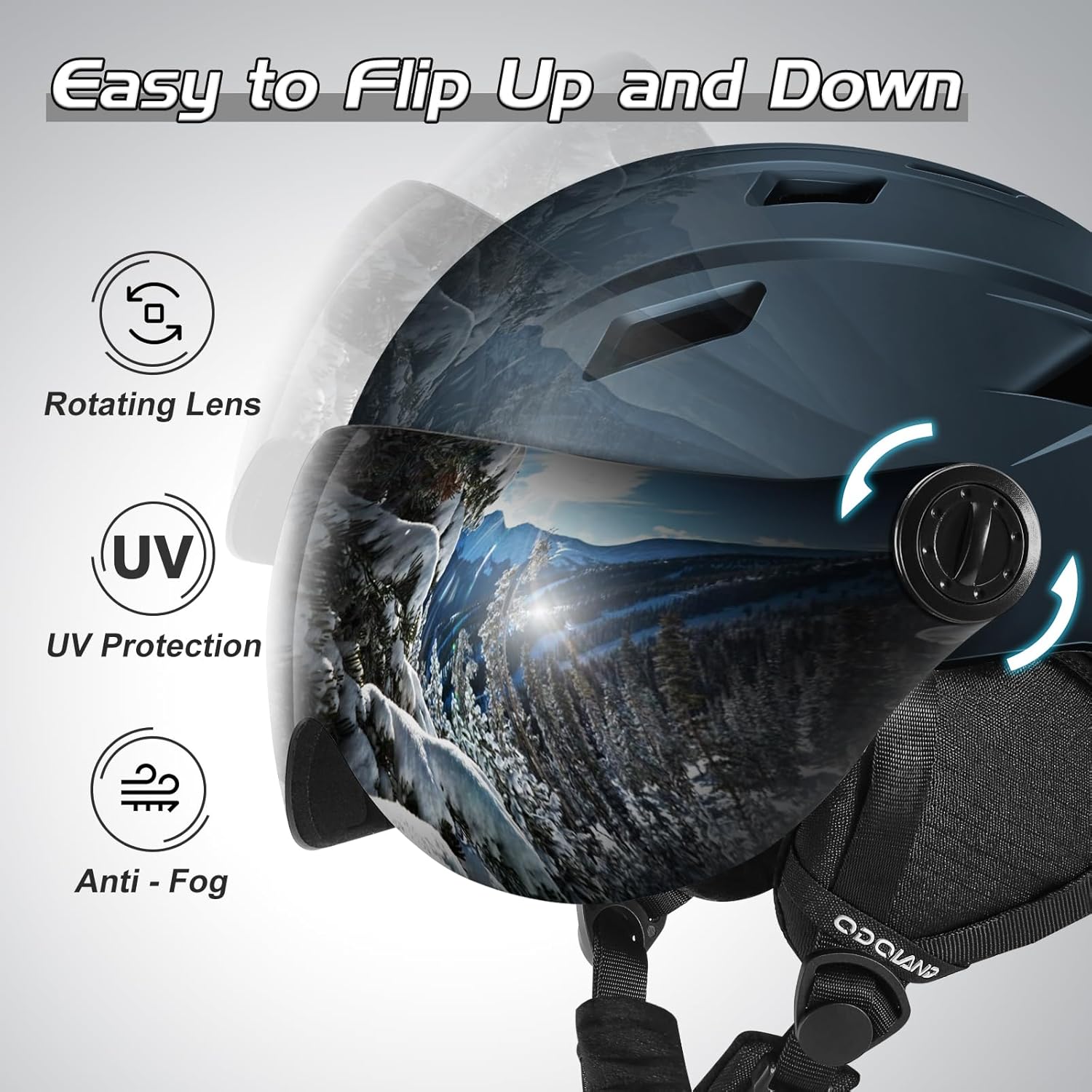 Odoland Ski Helmet with 2-in-1 Visor Goggles, Light Weight Snowboard Helmet for Men Women, Snow Sport Helmets for Skiing, Skating, Snowboarding