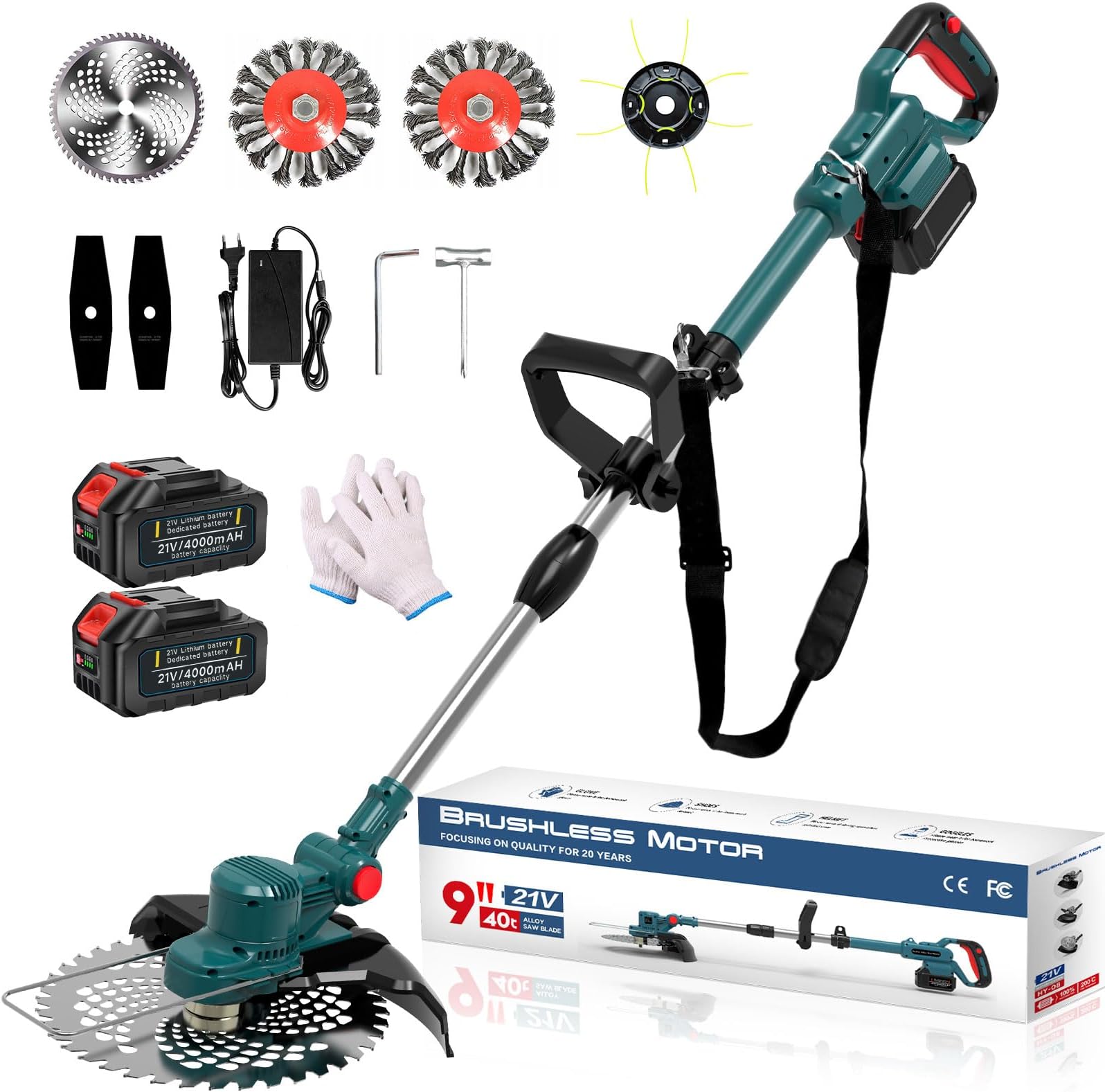 Decespugliatore Tagliabordi A Batteria 68V 2 Batterie Tagliaerba Elettrico 800w