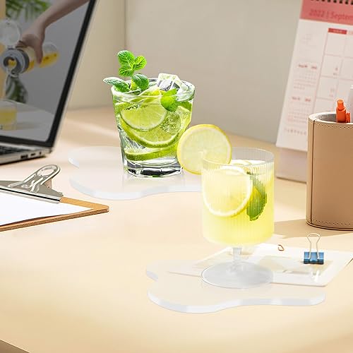 Miniatura 4 de 2 posavasos acrílicos irregulares para escritorio de oficina, posavasos transparentes en forma de nube, posavasos de oficina de forma irregular para