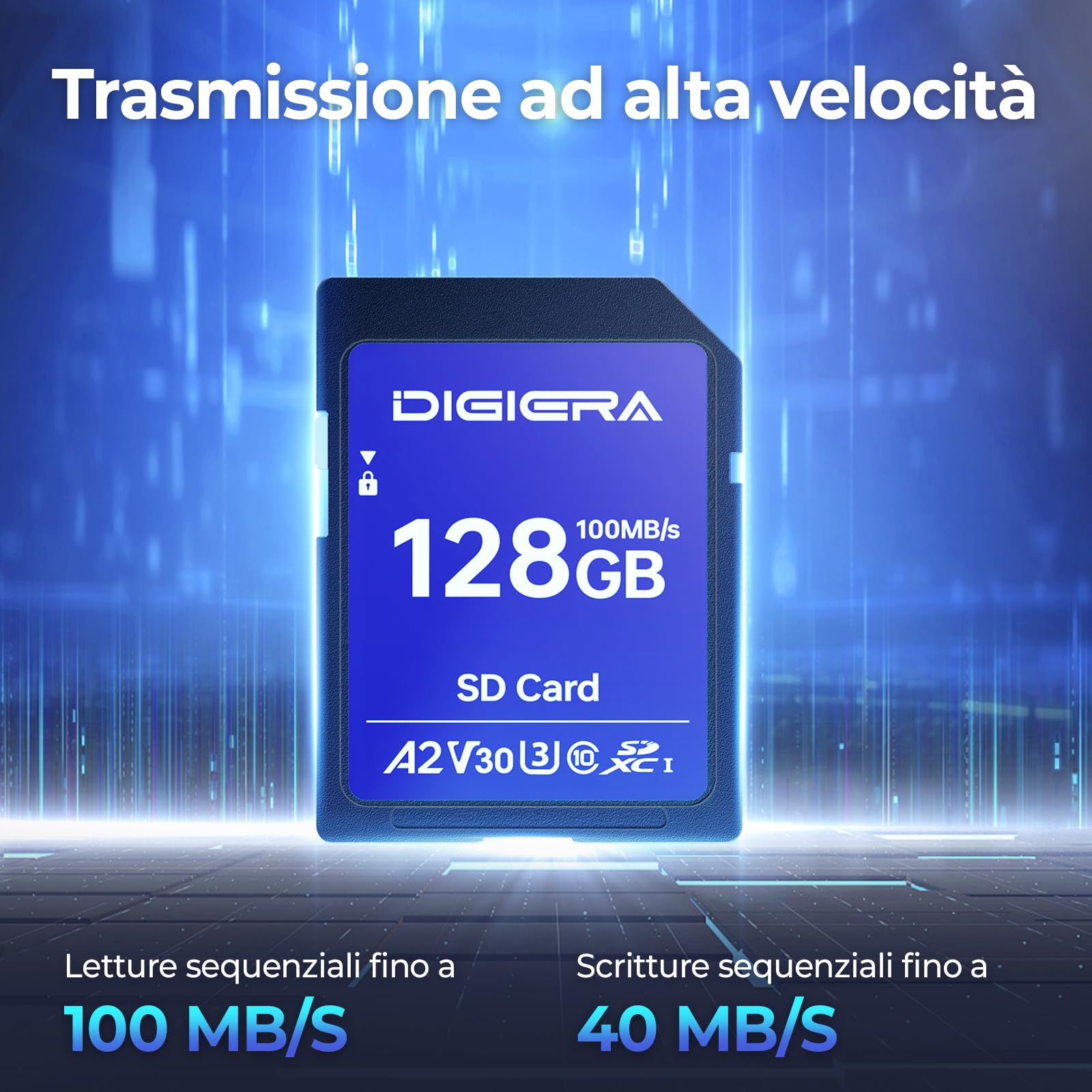 Scheda di Memoria SDXC UHS-I CS100 da 128 GB - Fino a 100 MB/s, C10, U3, V30, 4K UHD, per Computer, Fotocamere Digitali, Dispositivi Home Theatre, Navigatori Auto (Confezione da 1)