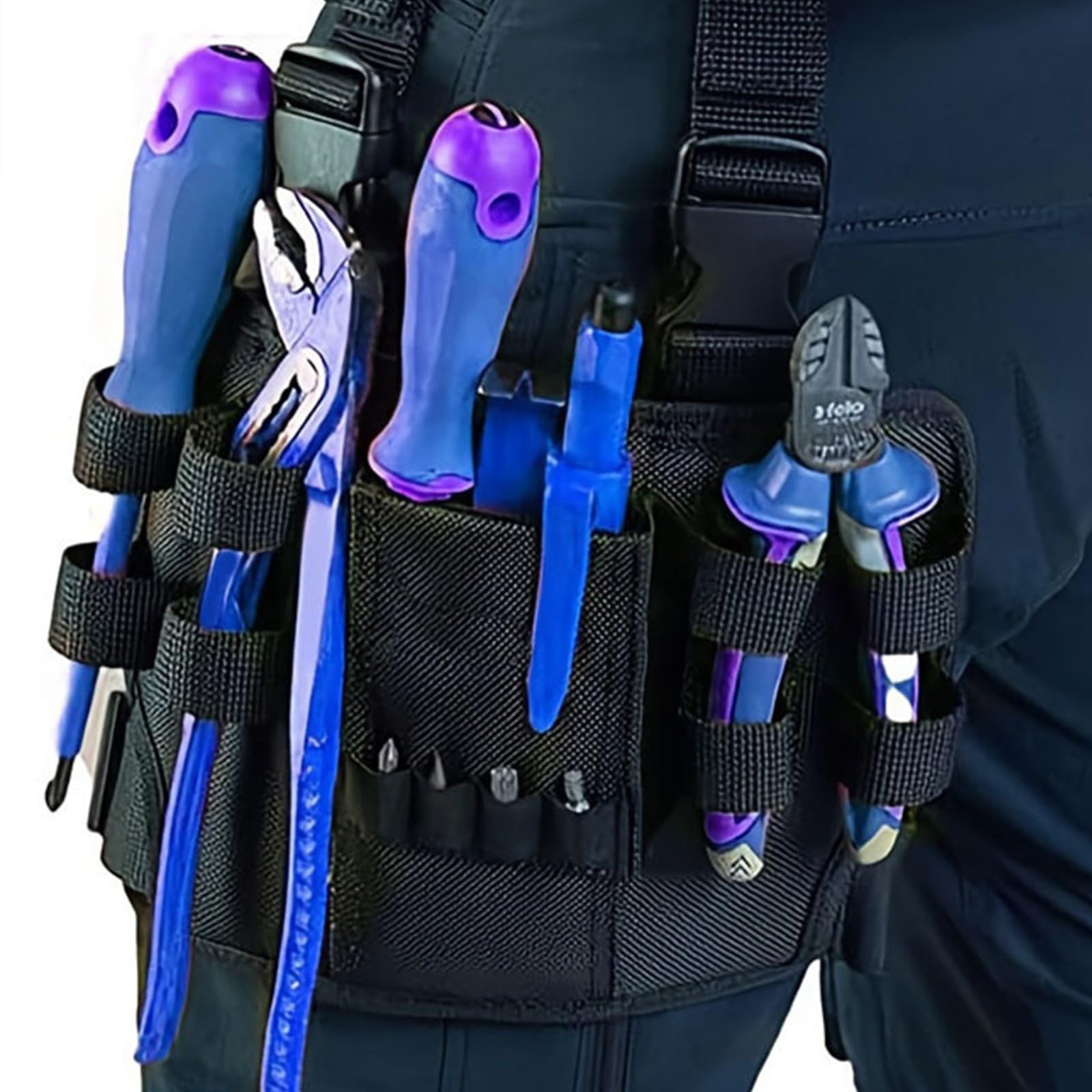 Elory Holster Z 2.0, Holster Z 2.0 Werkzeugtasche, Holster Z Bein-Werkzeugtasche, Multitool-Elektriker-Werkzeugtasche mit Bein-Werkzeuggürtel, Oxford Schwarze Beintasche, Elektriker-Werkzeugtasche(3pc