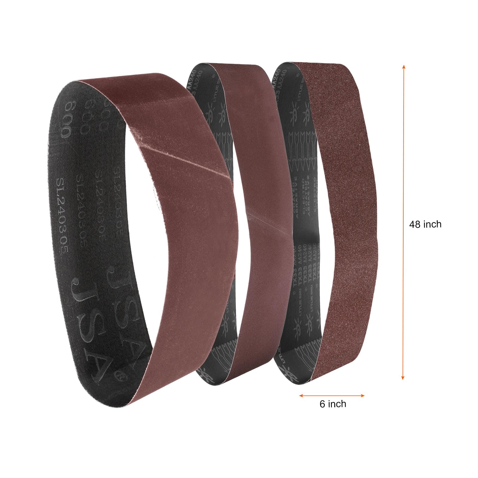 QUARKZMAN 9 Piezas De Bandas De Lijado De 6 X 48" 3 Piezas De Cada Grano 100/180/240 Óxido De Aluminio Unión Flush Papel De Lijado Para Metal Carpintería Reparación Automotriz