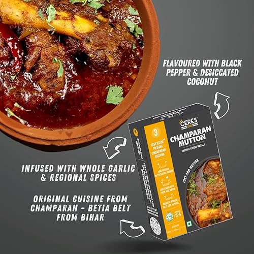 Miniatura 3 de CERES FOODS India's Bihari Champaran Ahuna Handi Mutton Masala Salsa a fuego lento Ahuna Handi Mutton Masala Mutton Pasta de cocina Pasta de curry