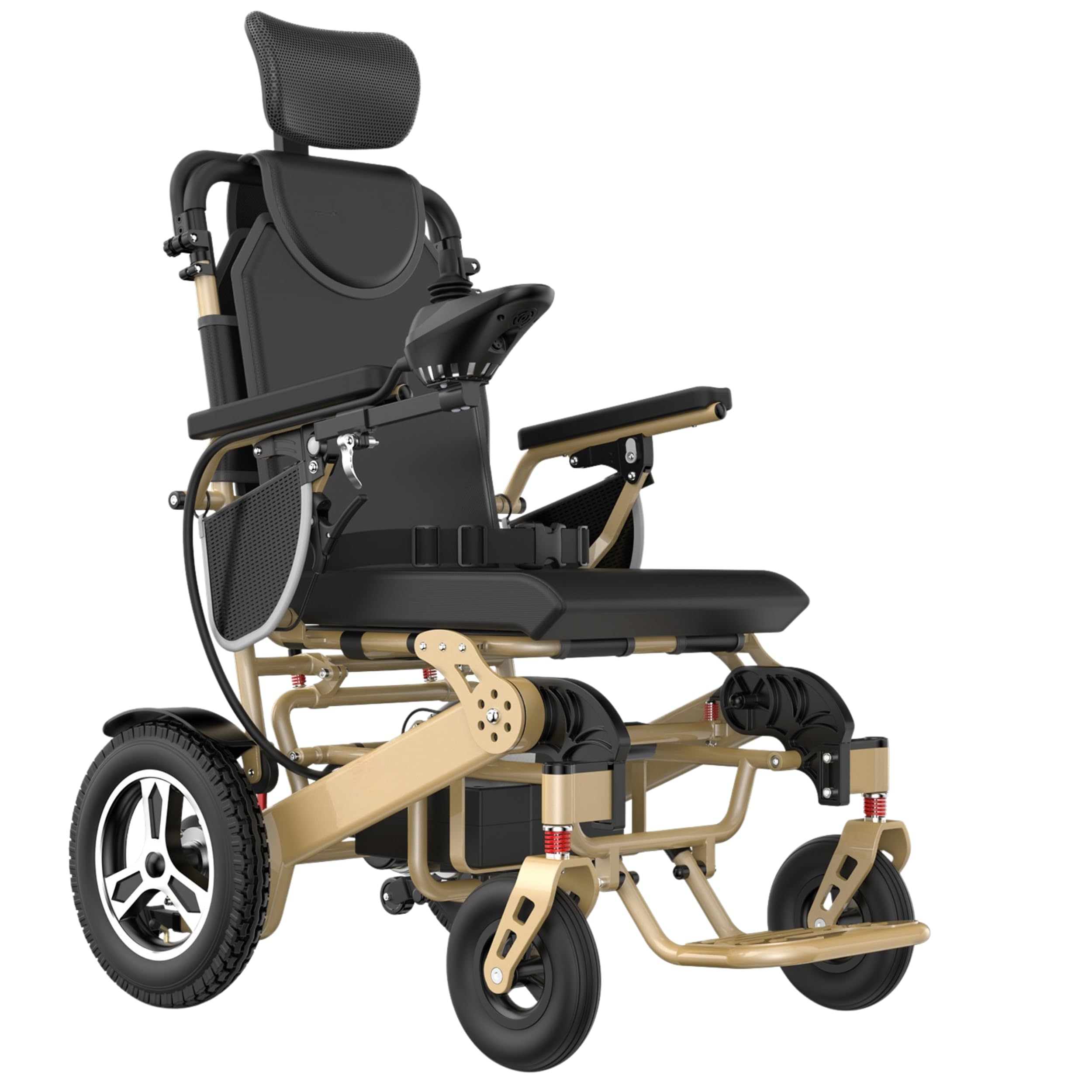 KANISHKA Automatic Dual Motorized Power Wheelchair with Remote & Joystick Control | Aluminium Material with Reclining Backrest | Ergonomic Comfort Seat & Foldable Legrest | 120kg Capacity | Lithium-ion Battery, Indoor & Outdoor Use Electric Wheelchair-image-10