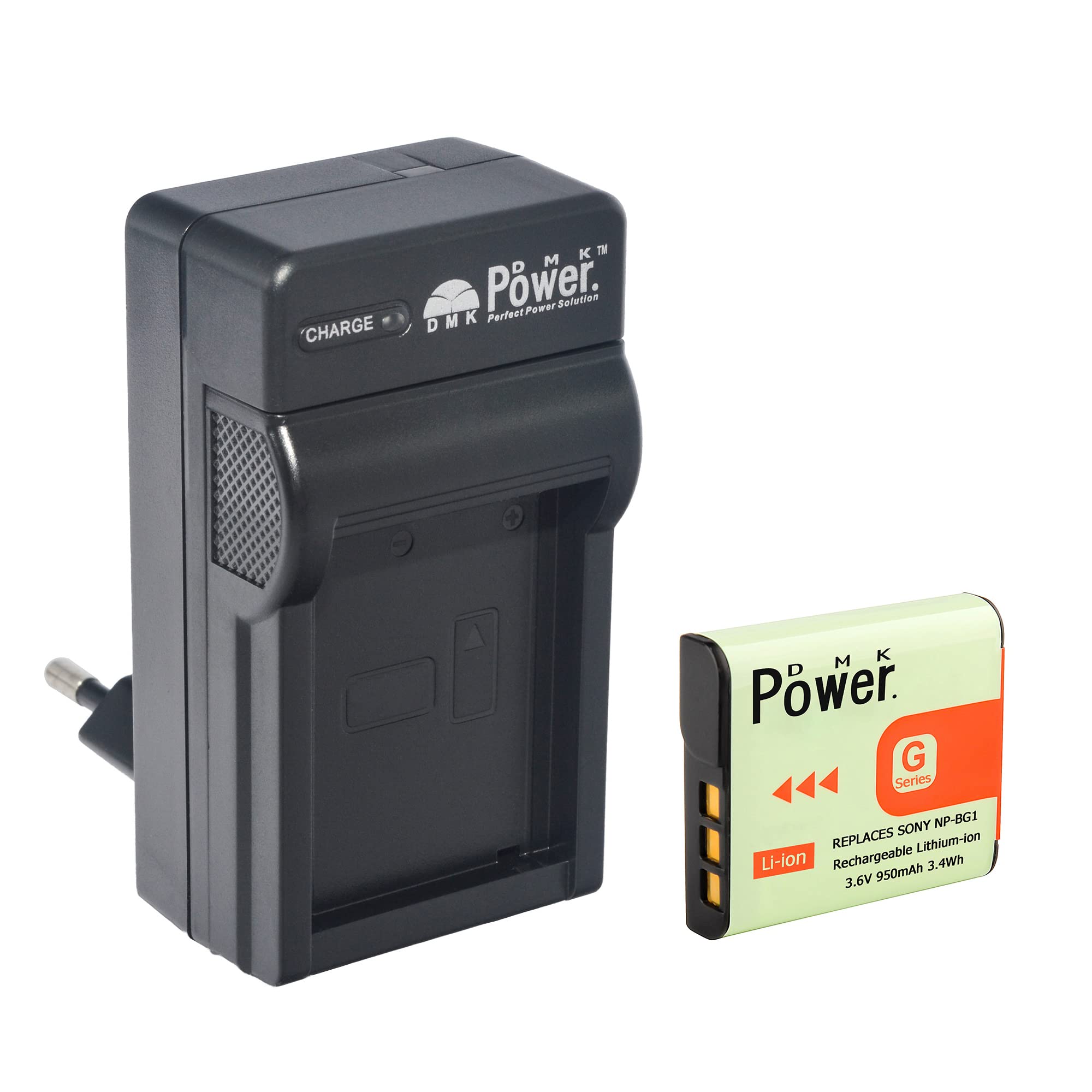 DMK Power NP-BG1 Battery 950mAh with TC600E Battery Charger Compatible with Sony DSC-H3 DSC-H7 etc,