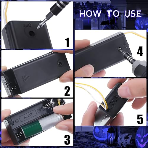 Miniatura 3 de 4 piezas de ojos con luz LED brillante de Halloween para máscara de cosplay, ojos láser con caja de batería, batería no incluida (luz roja)