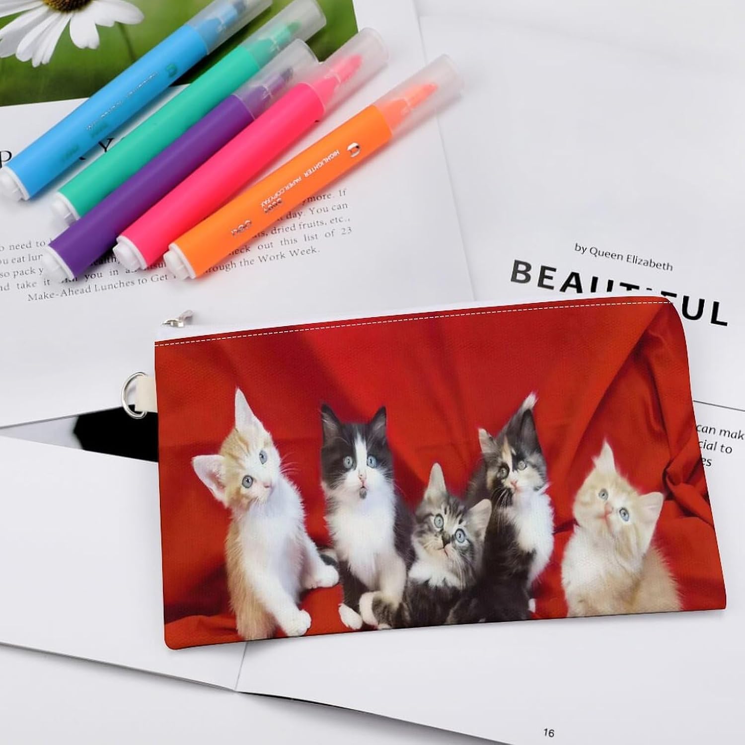 Cat Coin Purse,Travel Portable Keychain Wallet Canvas Coin Wallets Mini Zipper Tool Bag Lightweight Change Purse