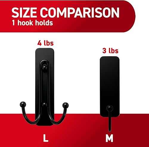 Vista 5 de Command 17034BN-2ES - Ganchos decorativos medianos de níquel cepillado, 2 unidades por paquete Mate negro