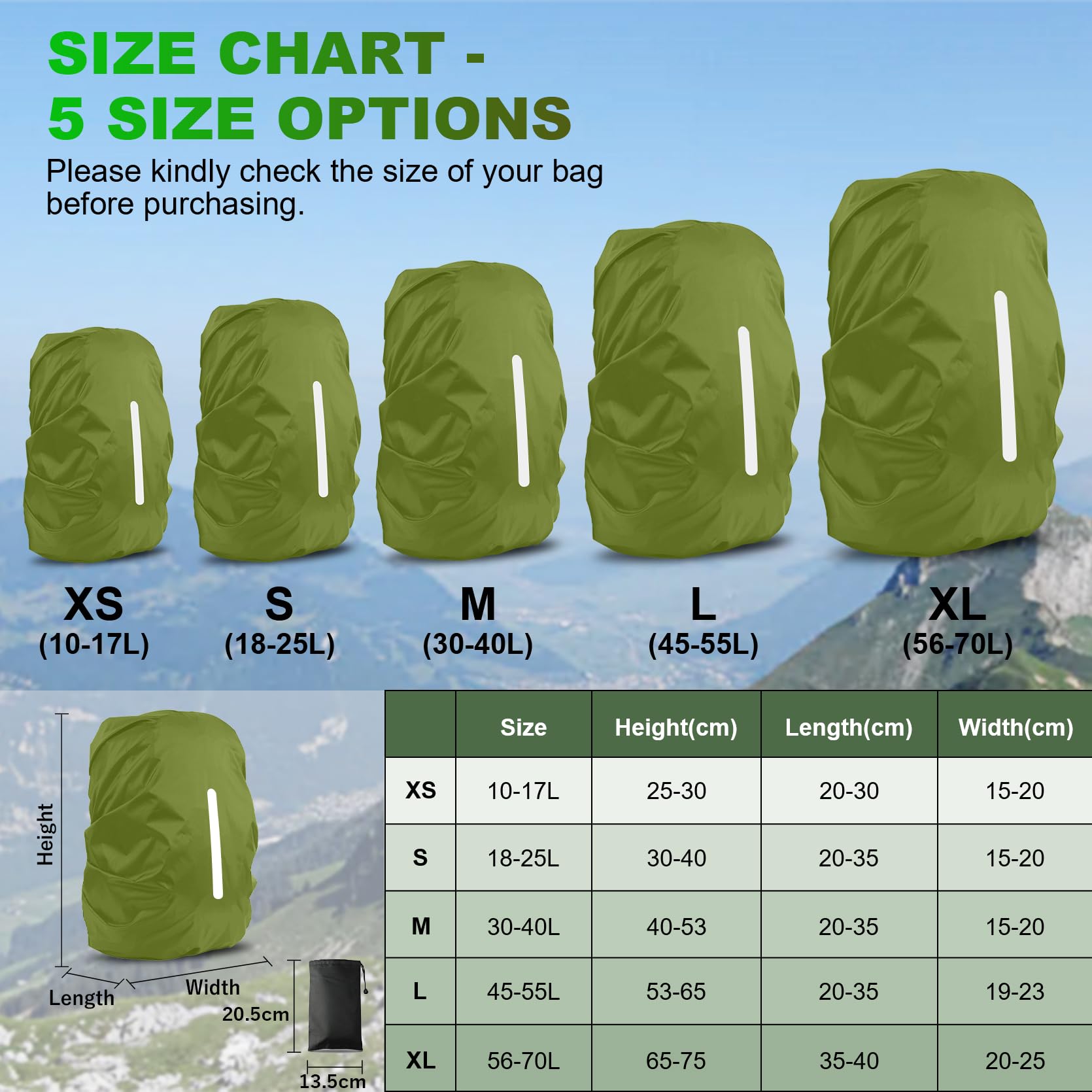 LAMA 2 Pack Waterproof Rain Cover for Backpack, Reflective Rucksack Rain Cover for Anti-dust/Anti-Theft/Bicycling/Hiking/Camping/Traveling/Outdoor Activities