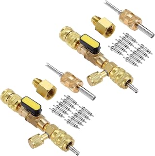 2X R410A R22 Valve Core Remover Installer Tool with Size 1/4 & 5/16 Port for R404A R407C R12 R32 HVAC System
