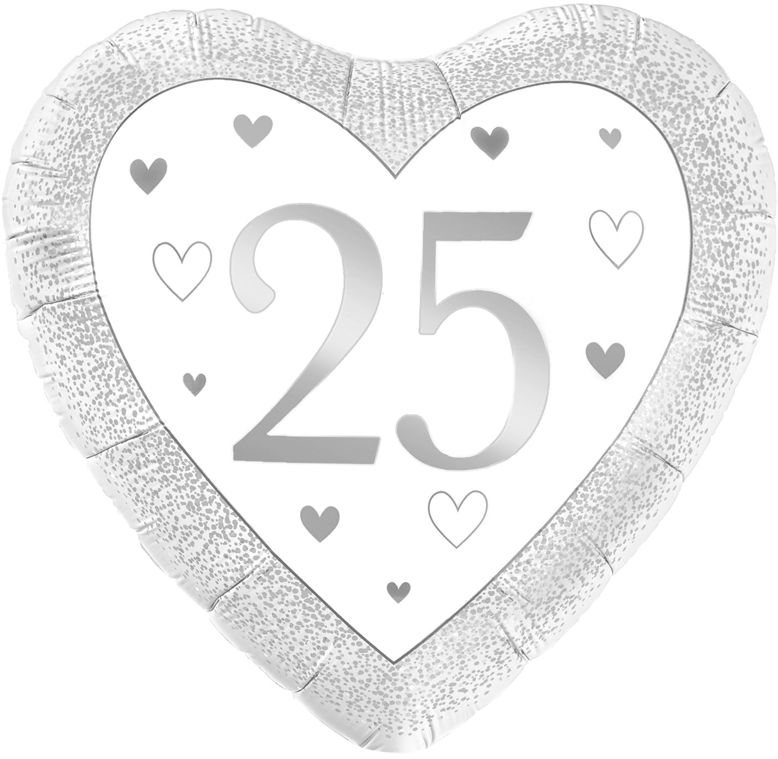 18" Happy 25th Anniversary Heart Silver Foil Balloon