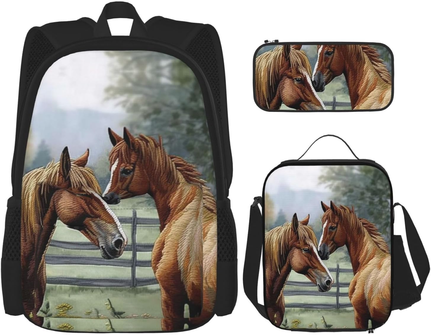 3 in1 Travel Laptop Backpack with Lunch Bag and Pencil Case Casual Daypack