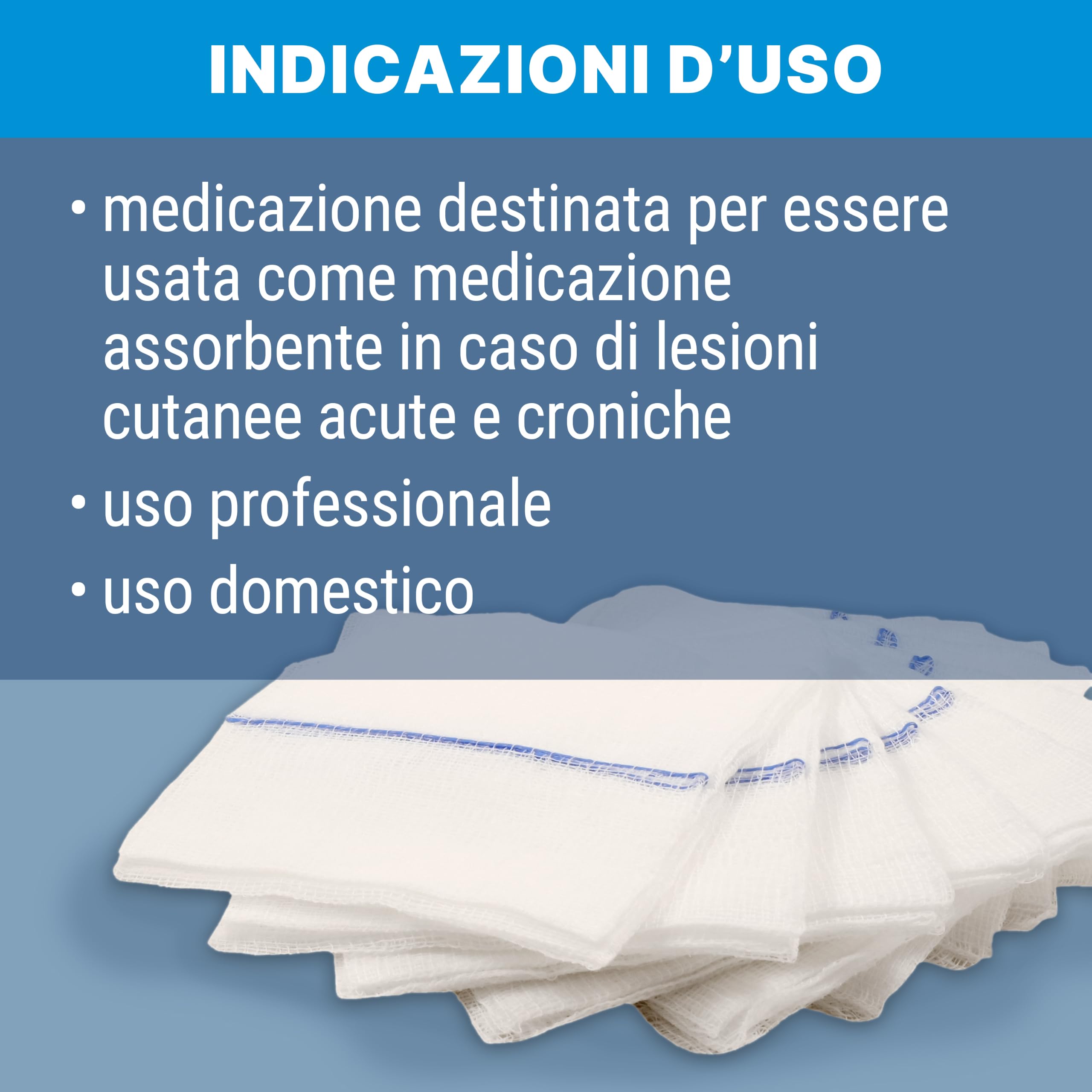 DEALFA Comprimidos de gasa plegados estériles con hilo radiopaco – 10 x 10 cm – 16 capas – 100% puro algodón – Desechables – Doble sobre individual de 10 unidades – Paquete de 25 sobres