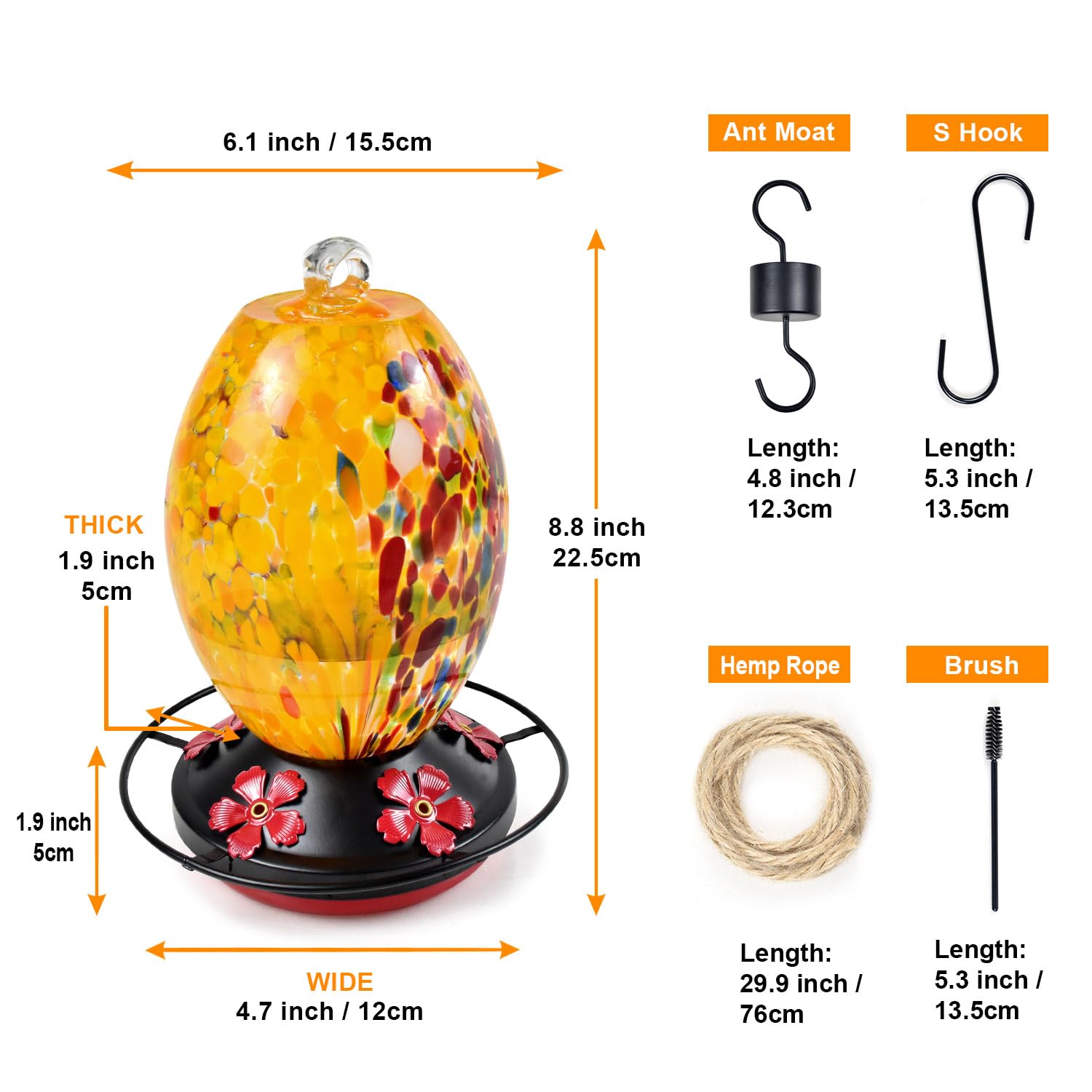 Lot De 2 Mangeoires En Verre Pour Colibri à Suspendre à L