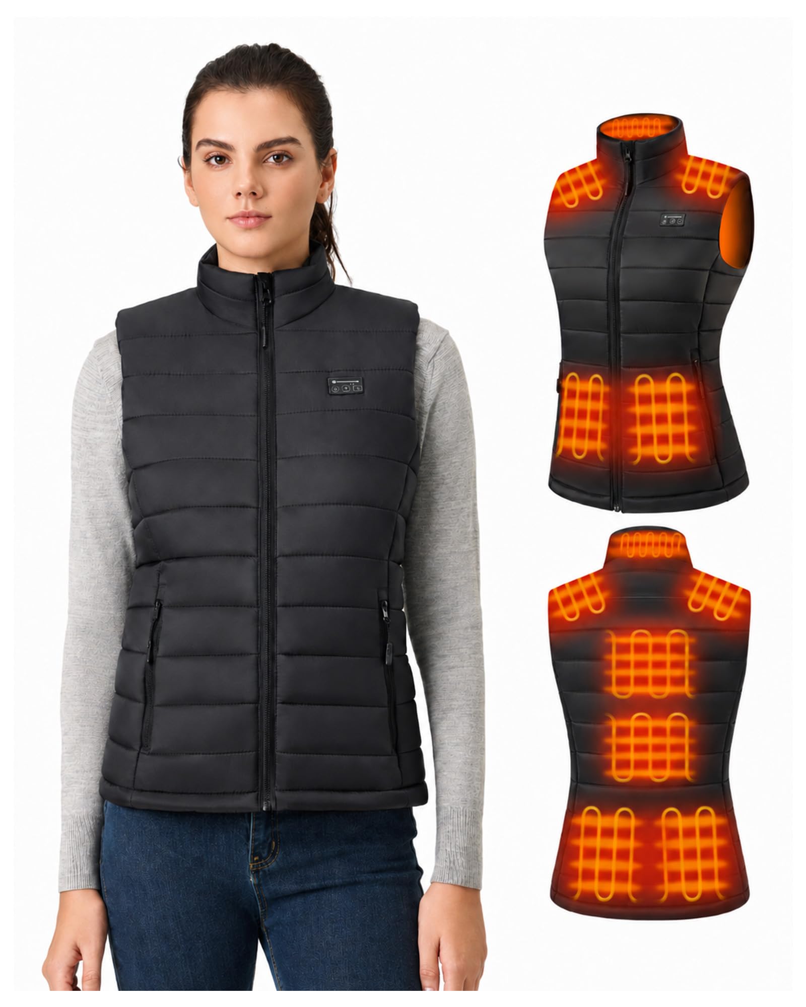 Gilet Riscaldato Donna con Batteria Inclusa 16000mah 7.4v, Leggero Gilet Donna Riscaldato per Sci, Motociclismo e Attività All'aperto Caccia