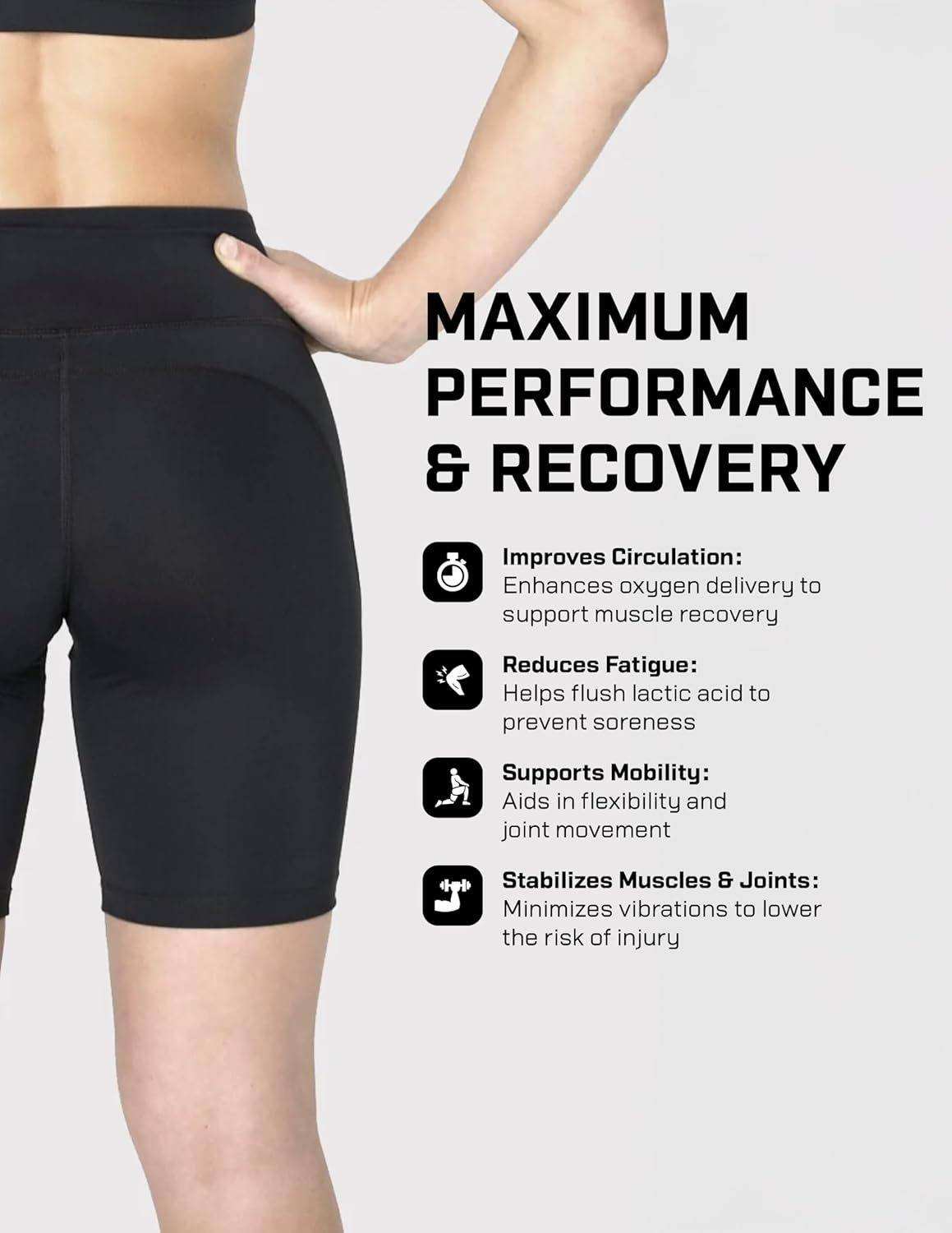 DFND Women's Active Ax Compression Shorts 8” – 360° Compression for Recovery & Injury Relief – Made in USA