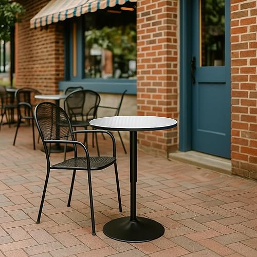 Miniatura 41 de Magshion Mesa de bar redonda de 31 pulgadas, altura ajustable, 26-35 pulgadas, mesa de pub con base ampliada para sala de estar, patio, bistró,
