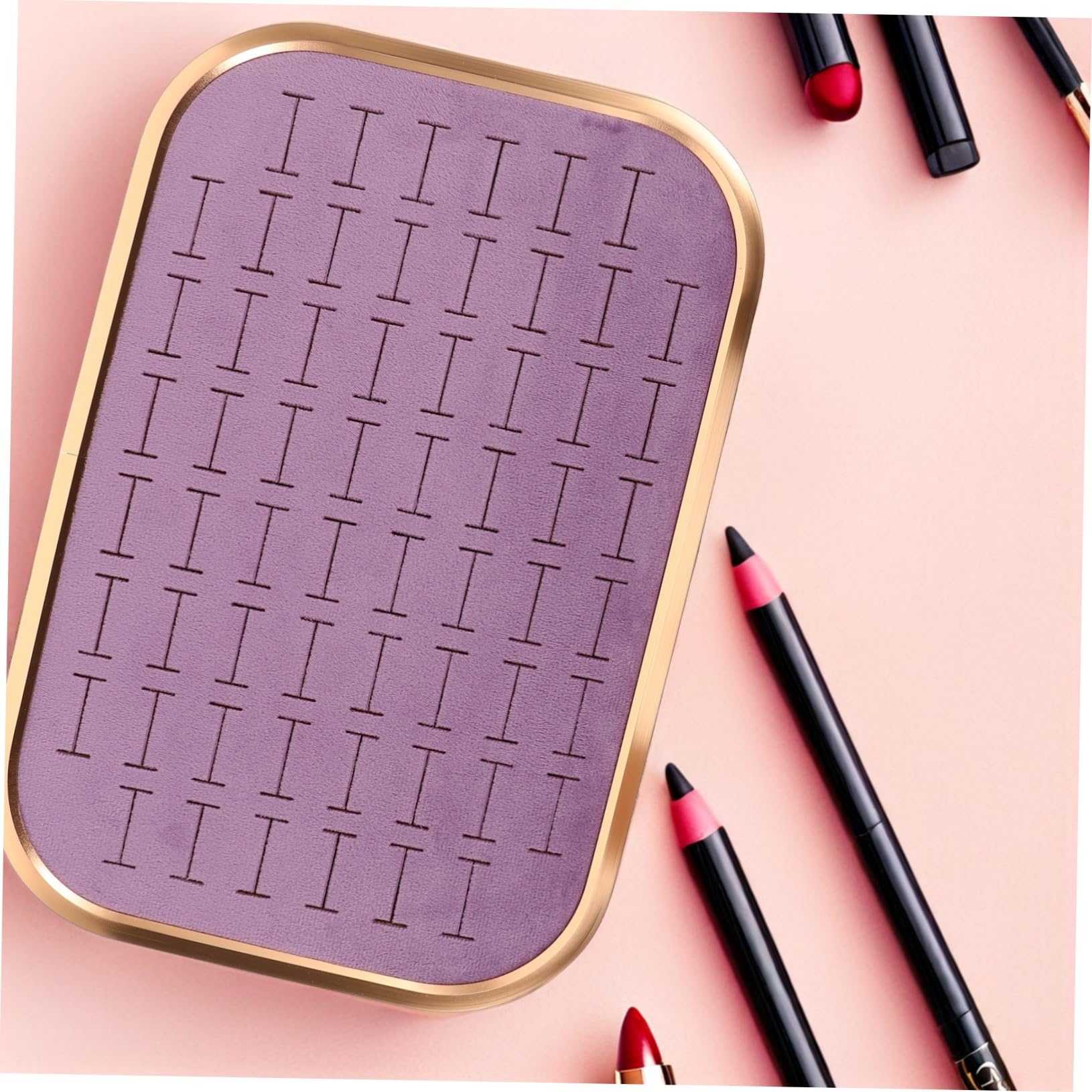 Mikikit Bandeja Organizadora de Joyas de Terciopelo Ranuras Apilables para Anillos y Colgantes Insertable Cajón para Tocador de Mujer Soporte Rectangular para Pendientes