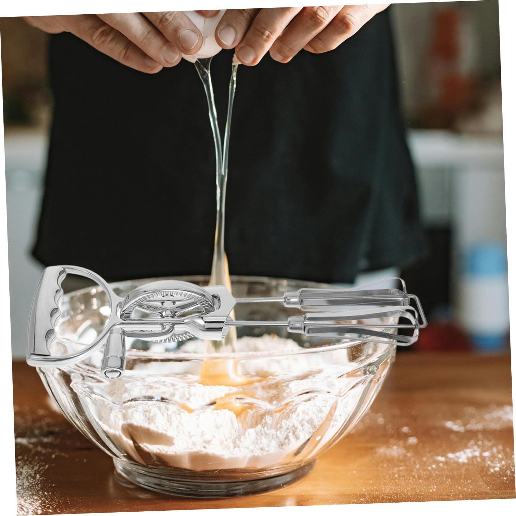 OUNONA 4 Stück Handlicher Manuelles Rotations-eierschläger-set mit Edelstahl-schneebesen Hitzebeständiger Silikonbürste und Spatel Vielseitiges Küchenwerkzeug für Backen Teigmischen und