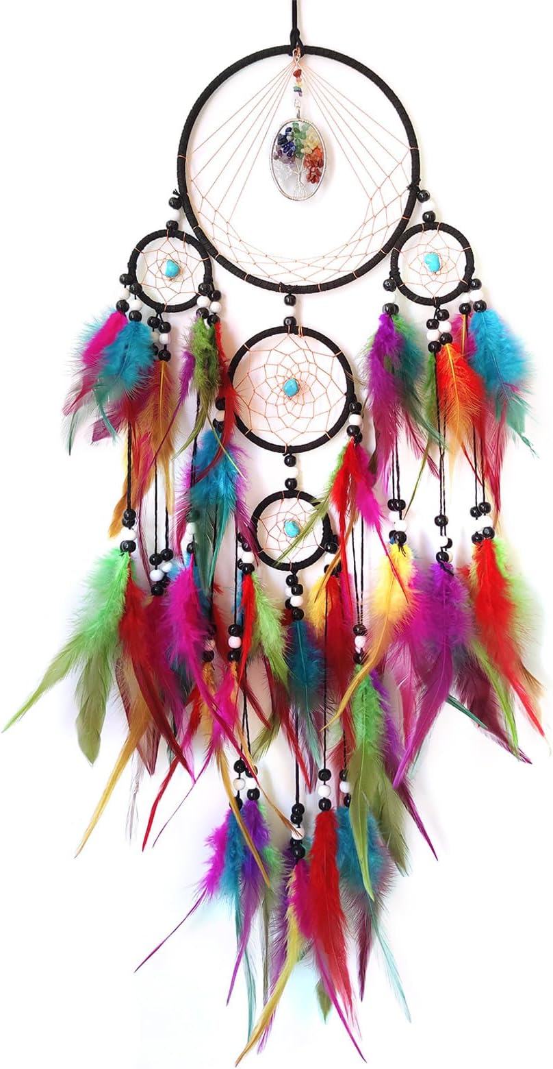 Donko Blue Crystal Stone Dream Catchers Tree of Life Dream Catcher for