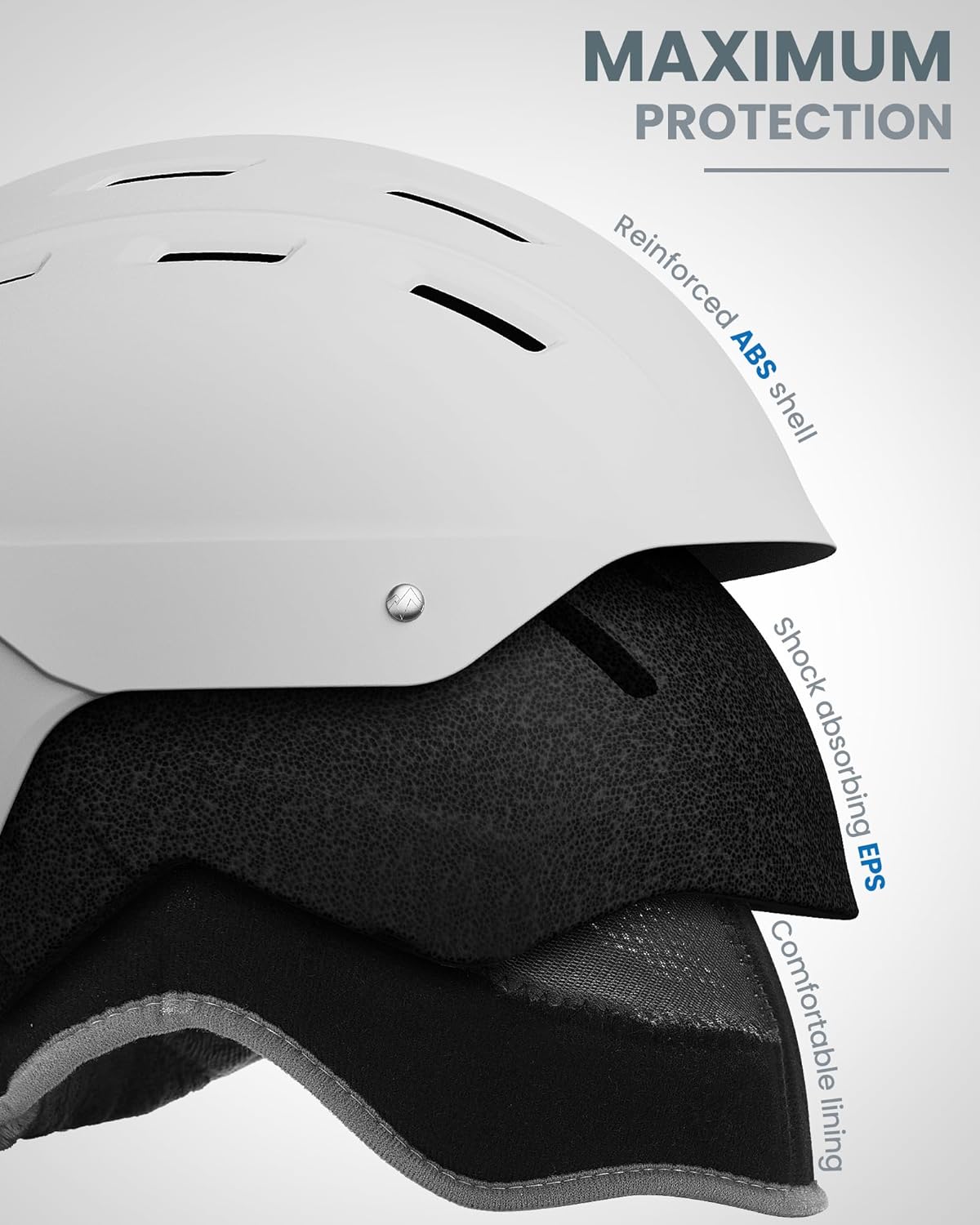 OutdoorMaster Kelvin II Ski Helmet and Wireless Bluetooth Set - Adjustable Fit Snowboard Helmet with Drop-in Headphone - Snow Sports Helmet for Men Women & Youth