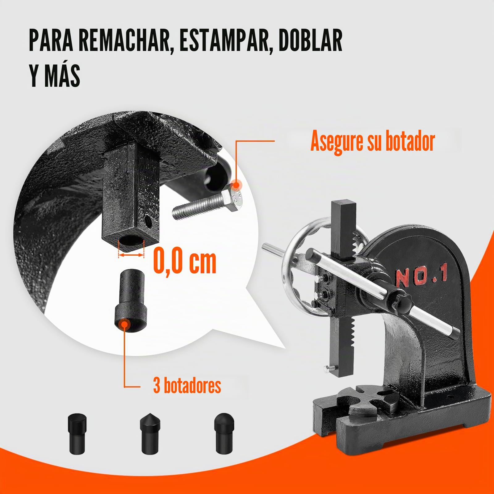 VEVOR Prensa de árbol Manual de 1 tonelada con Volante, Altura máxima de 5,9", Prensa de árbol de Escritorio Manual de Alta Resistencia de Hierro Fundido, Prensa Manual de precisión para Estampar
