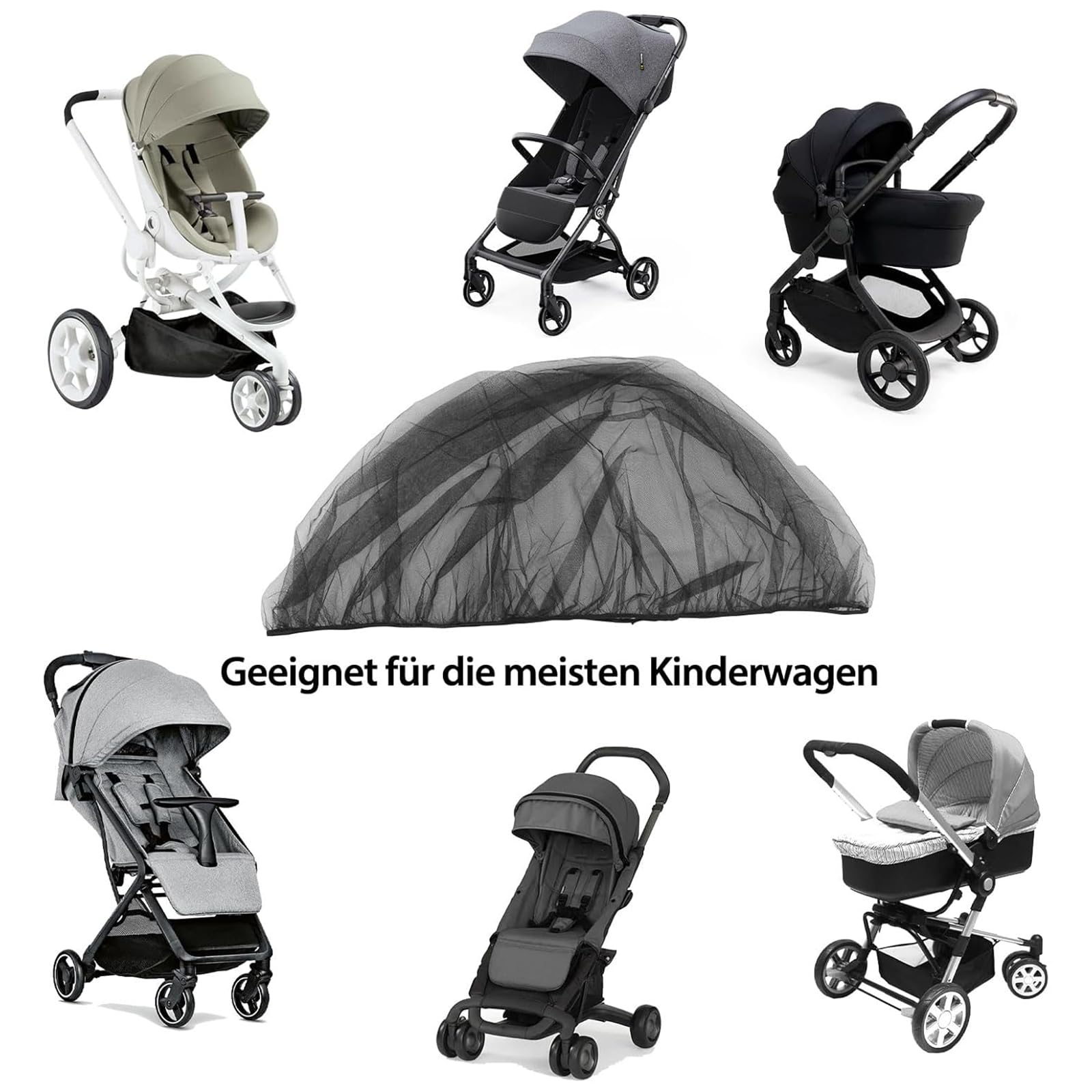 Mosquitera Carrito Bebe Universal, Mosquitero para Carros, Respirable Red Antimosquitos Bebe, Protección Insectos, Adecuado para La Mayoría de Cochecitos, Negro