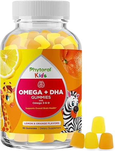 Gomitas vegetarianas Omega 3 para niños – Deliciosos niños DHA Omega 3 6 9 gomitas de vitamina gelatina pescado y sin gluten sin OMG – gomitas omega