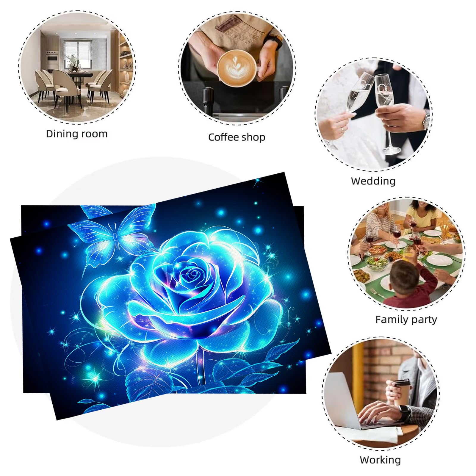 8 Pezzi Tovagliette Americana Sogno - Tovaglietta Americane in Cotone e Lino Farfalla rosa blu Lavabili Sottopiatto per Sala da Pranzo Tavolo da Cucina 45 ×30 cm