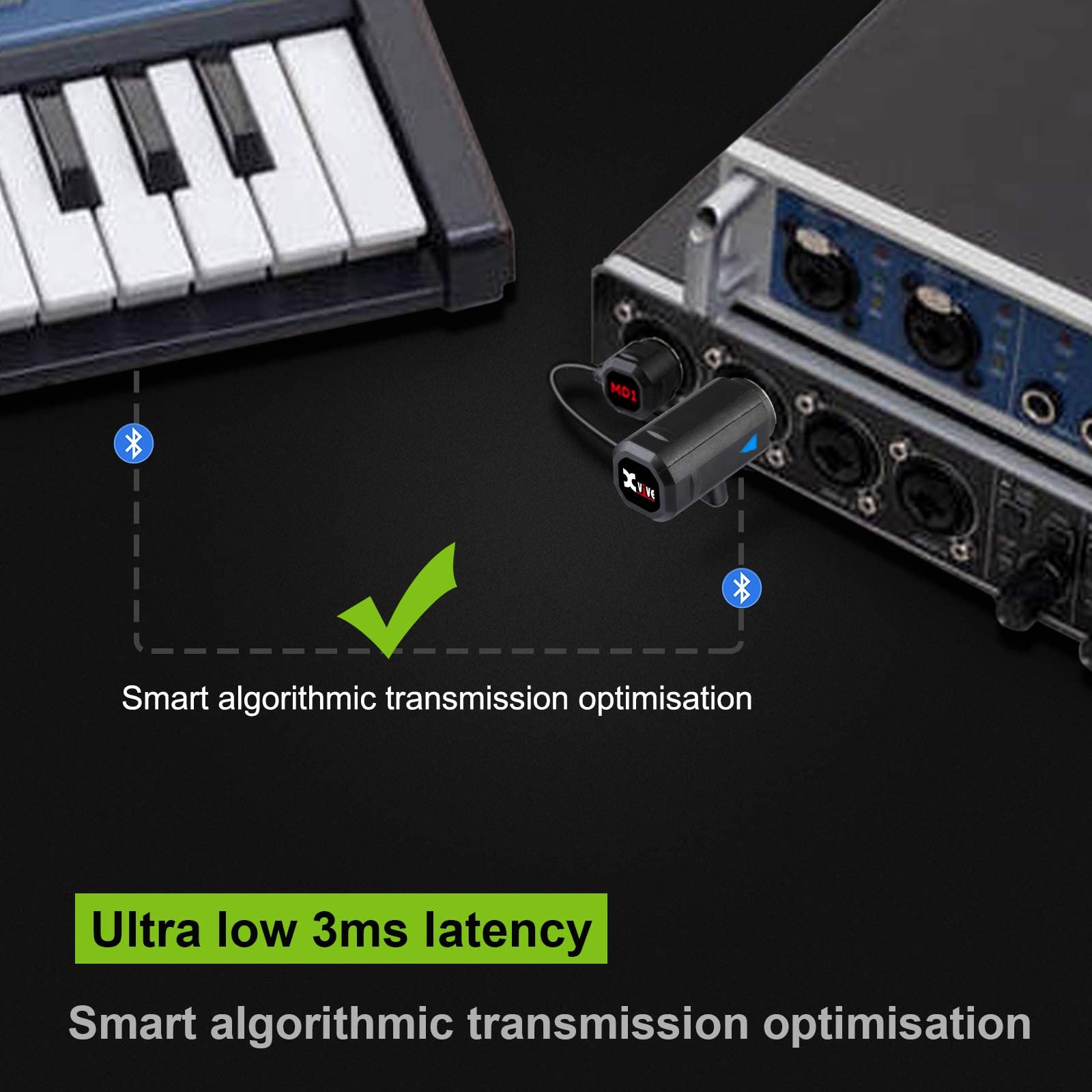 Xvive Wireless MIDI Bluetooth MIDI Adapter 5PIN DIN Interface MIDI