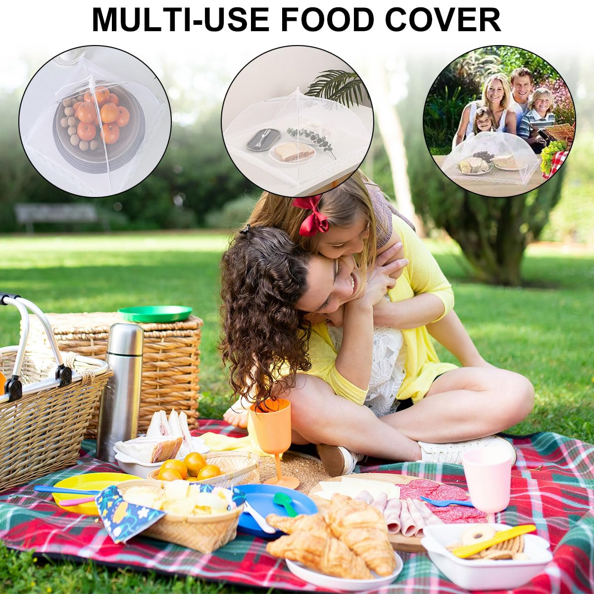 Cubiertas para Alimentos, Cubierta Plegable para Alimentos, Cubierta Contra Moscas, 3 Piezas Mosquitera Comida Desplegable, Cubierta Plegable para Tartas, Cubierta Protectora Alimentos Fresca, 32*32cm