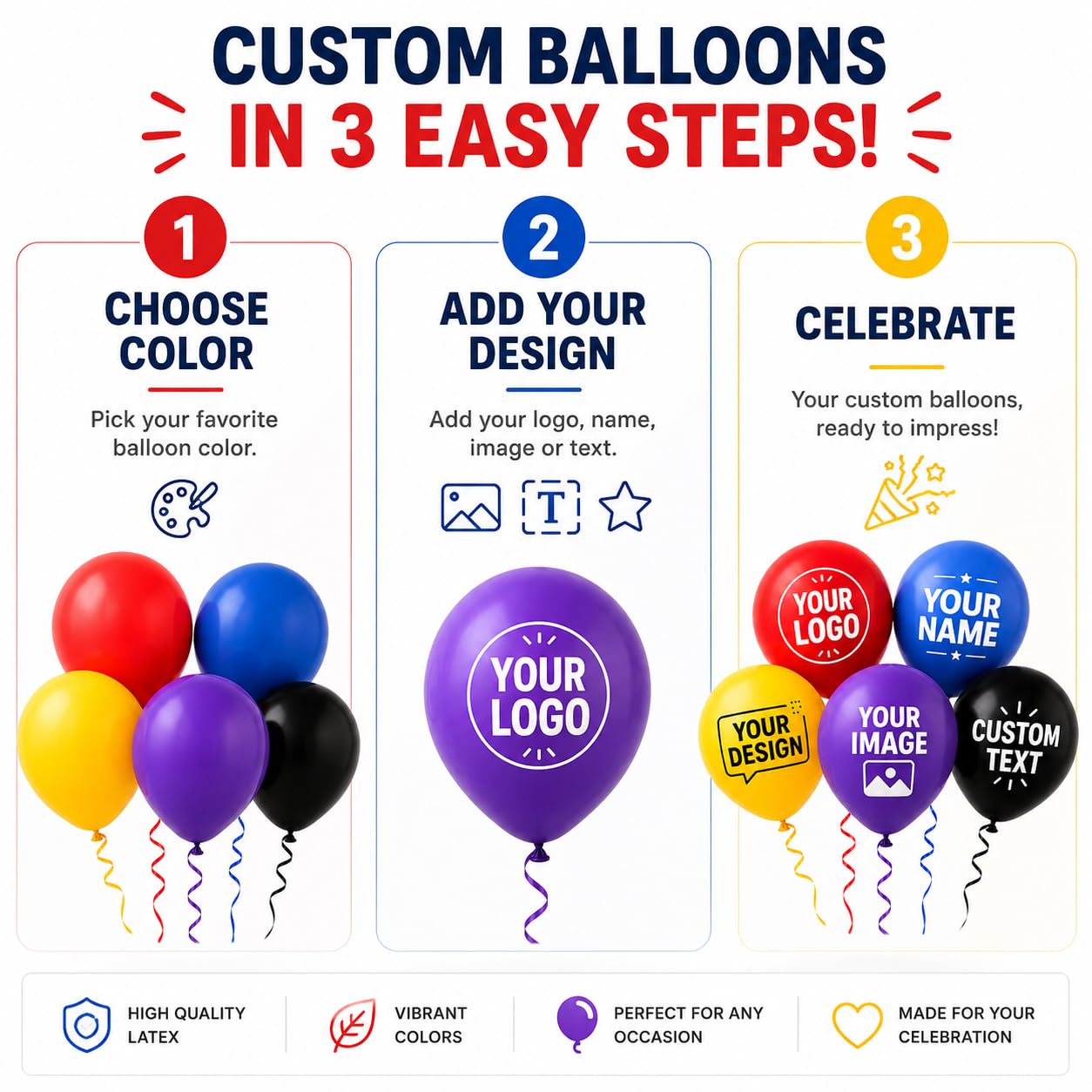 100 Stück Personalisierte Latexballons – Individuell bedruckt mit Logo oder Text, einfarbiger Druck für Events, Werbung & Dekoration – verschiedene Größen 13–30 cm (30 cm)