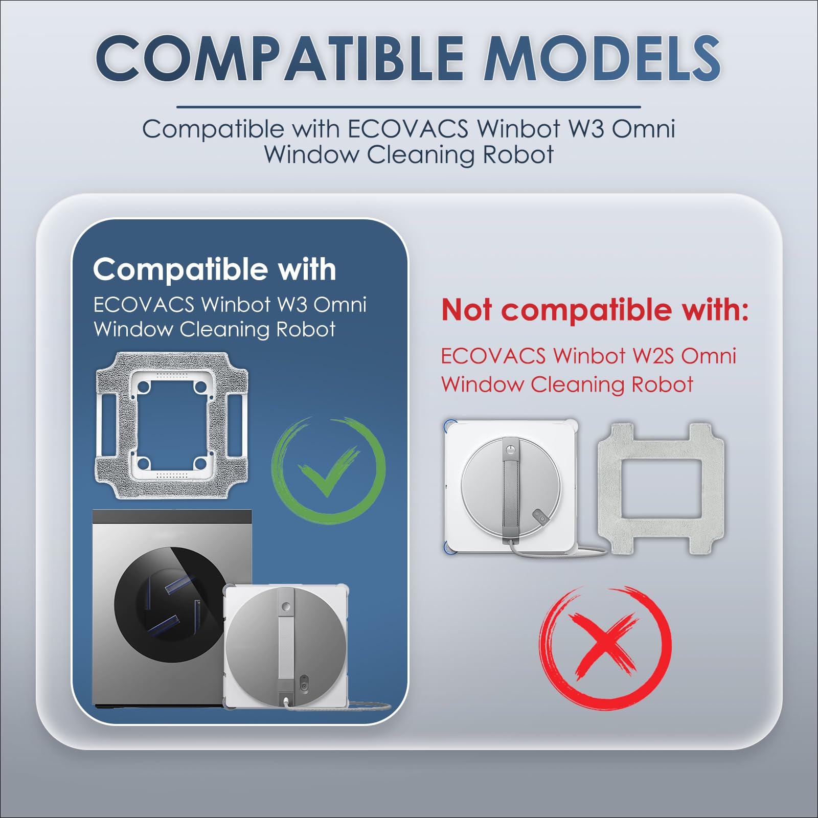 (1 unidad) W3 Omni - Paño de limpieza compatible con robot de limpieza de ventanas ECOVACS WINBOT W3 Omni, montaje de paño de fregona con soporte de soporte, almohadilla de microfibra para fregona