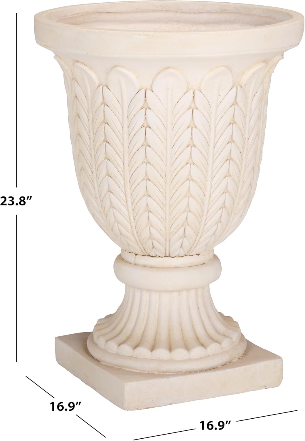 SAFAVIEH Outdoor Patio Furniture Collection - Apollo Off-White Planter Pot, Magnesium Oxide, Pedestal Urn Style (PAT5046A)