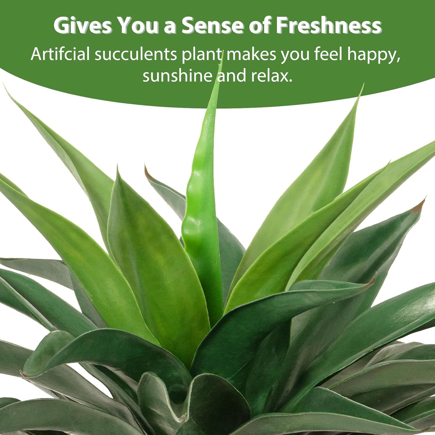 Artificial Agave Plant 2ft - 24" Large Fake Aloe Vera Plants Indoor with Fake Grass - Fake Floor Plant for Front Porch Patio Home Office Door Step Hotel Desert Style Decor 1PCS - Image 6