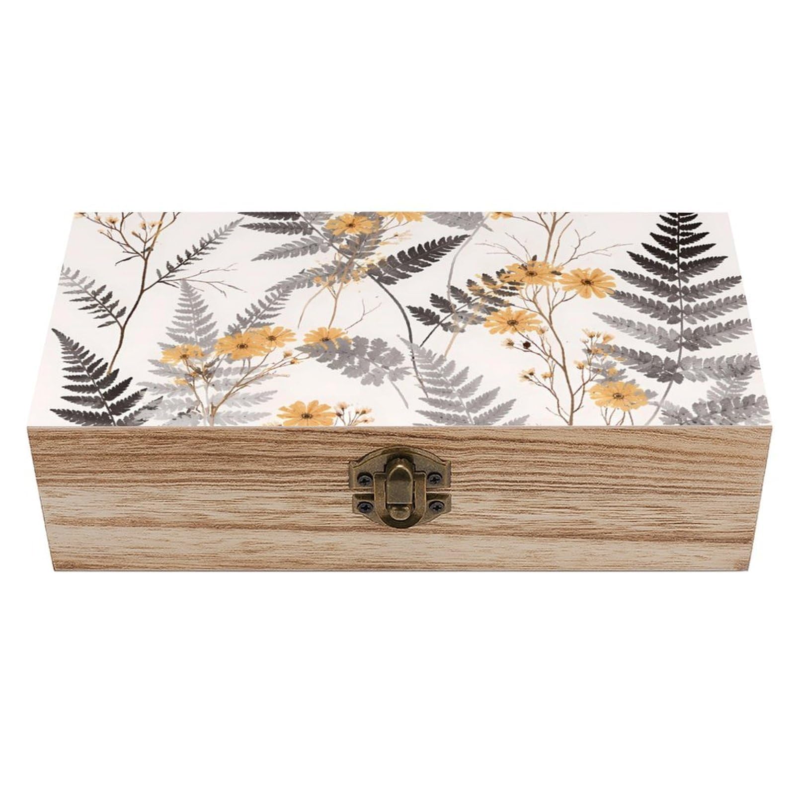 HLBSDM Retro Dried Flowers Wooden Storage Box