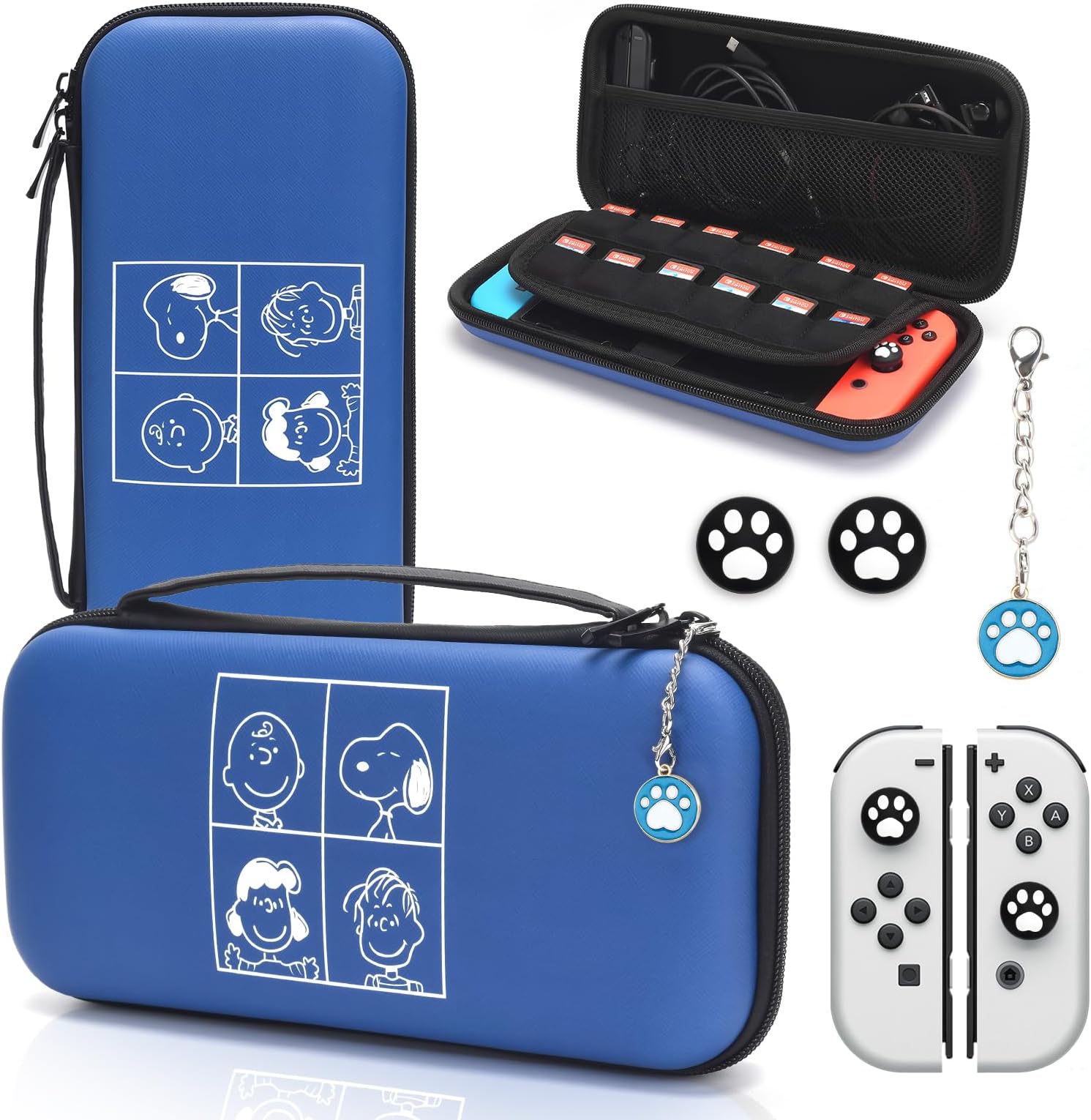 DLseego Switch 有機ELモデル対応 ケース Switch/Switch OLED ケース スイッチ有機elカバー 有機elモデルケース 収納バッグ スイッチ 保護ケース Switch oled 収納ケース セット ゲームカード収納 防塵 防水 耐衝撃 持ち運び便利 旅行用 親指キャップ2付き