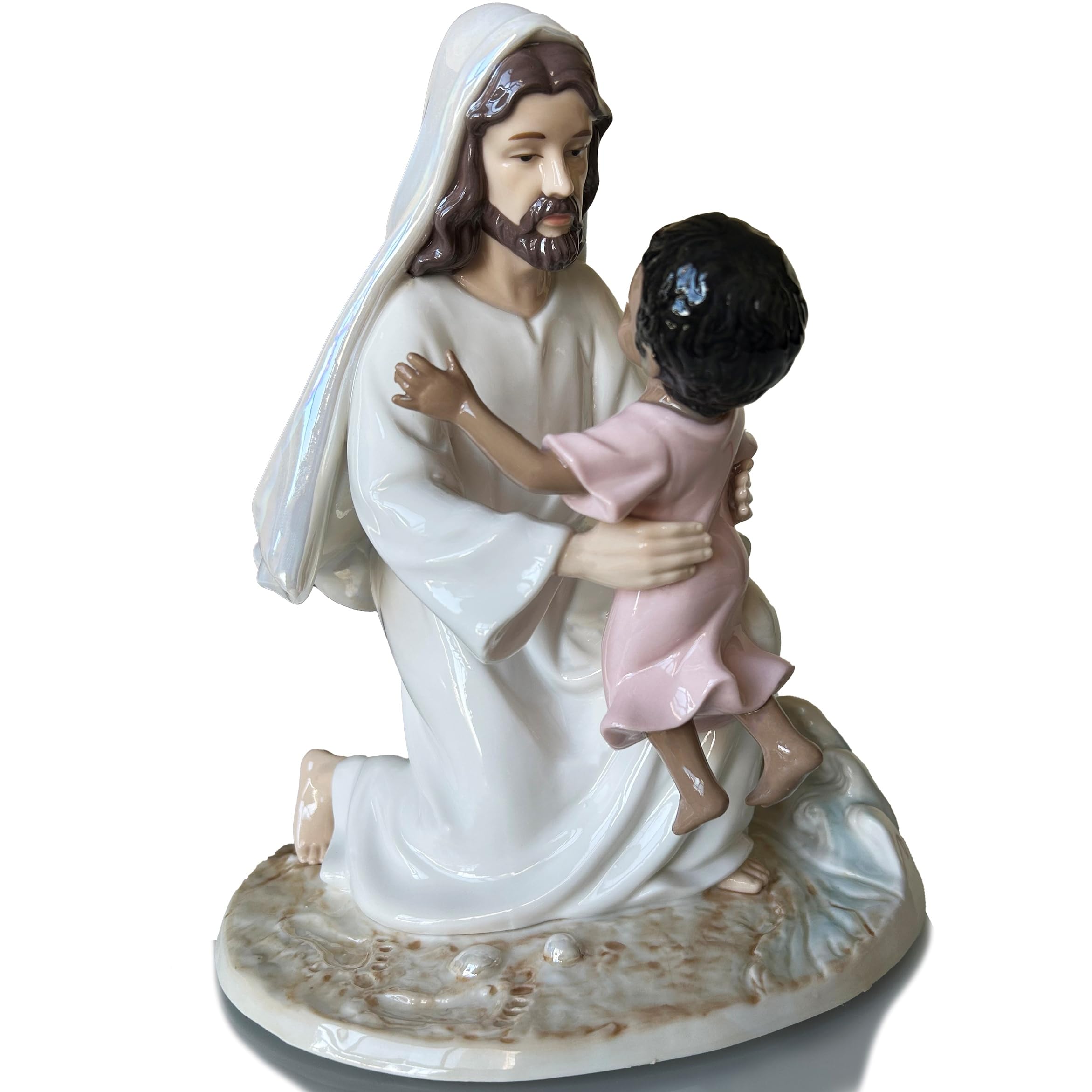 Crèche et figurines en porcelaine MTME : statue père et bébé pour décoration d'intérieur