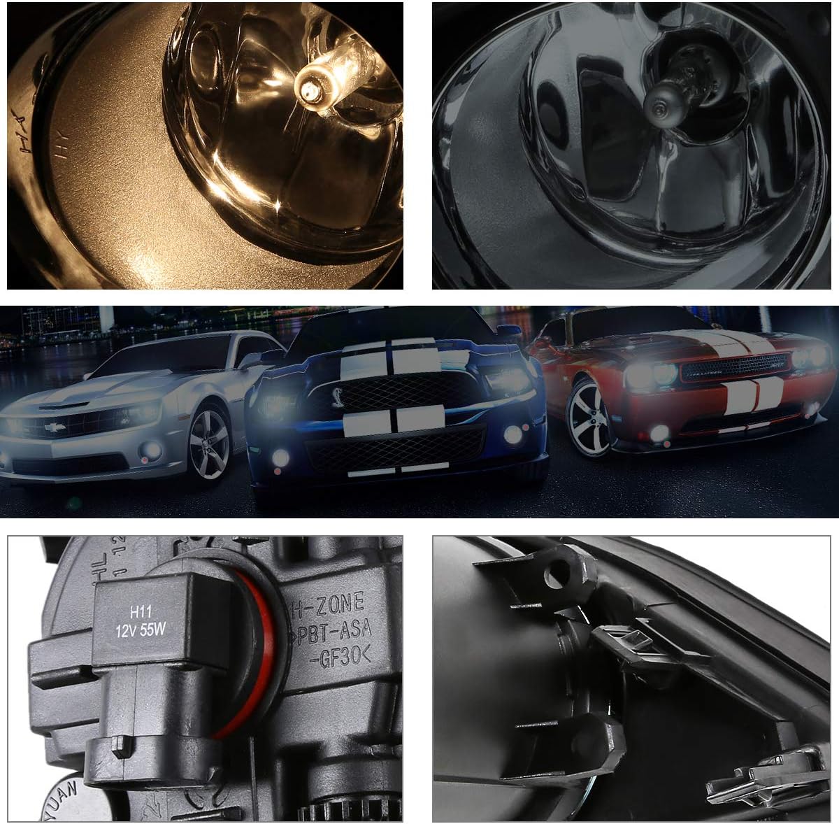 PM PERFORMOTOR Front Bumper Fog Lights Lamps w/Switch Compatible with Corolla 4-Dr 09-10