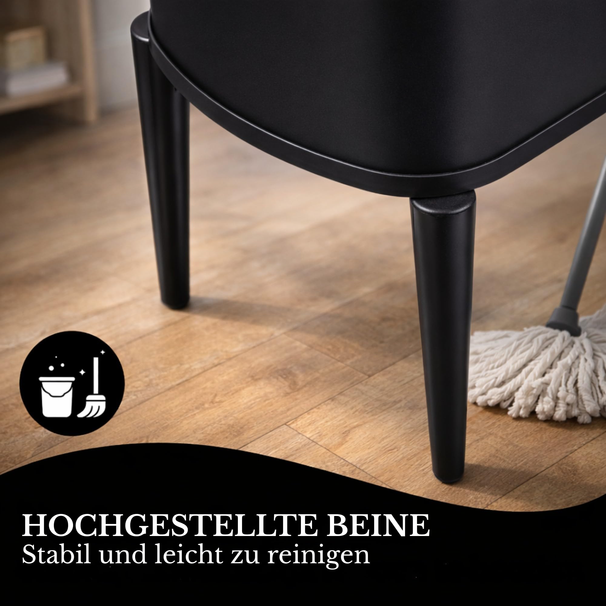 Bayt Abfalleimer mit stabilen Füßen - passend für 60L Müllbeutel - Automatischer Sensor-Mülleimer - Küchenmülleimer - Edelstahl - Schwarz