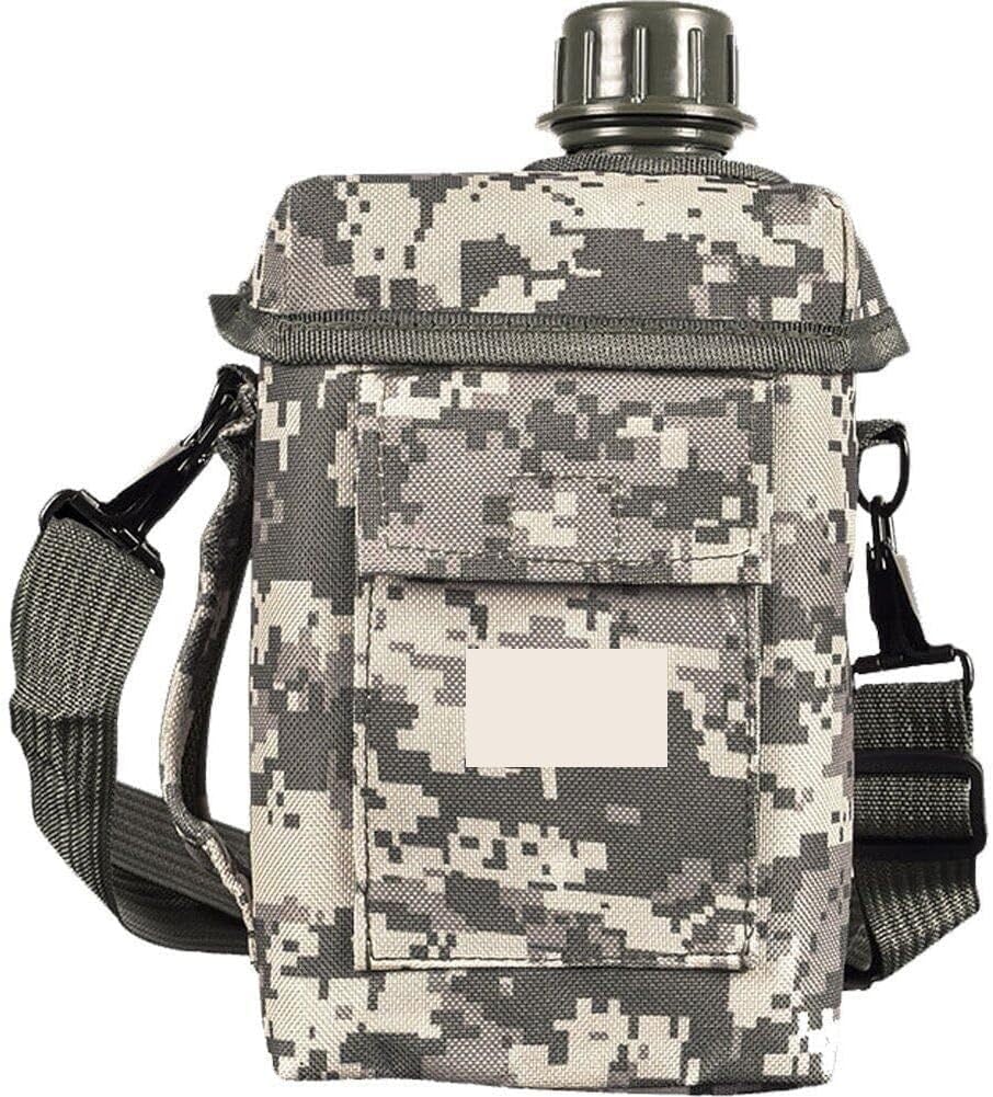 Thermal Flask Outdoor Kettle Canteen Pvc Bag Military Style Water Bottle Portable Travel Kettle Thermal Insulation for Hiking Camping(Style 2)