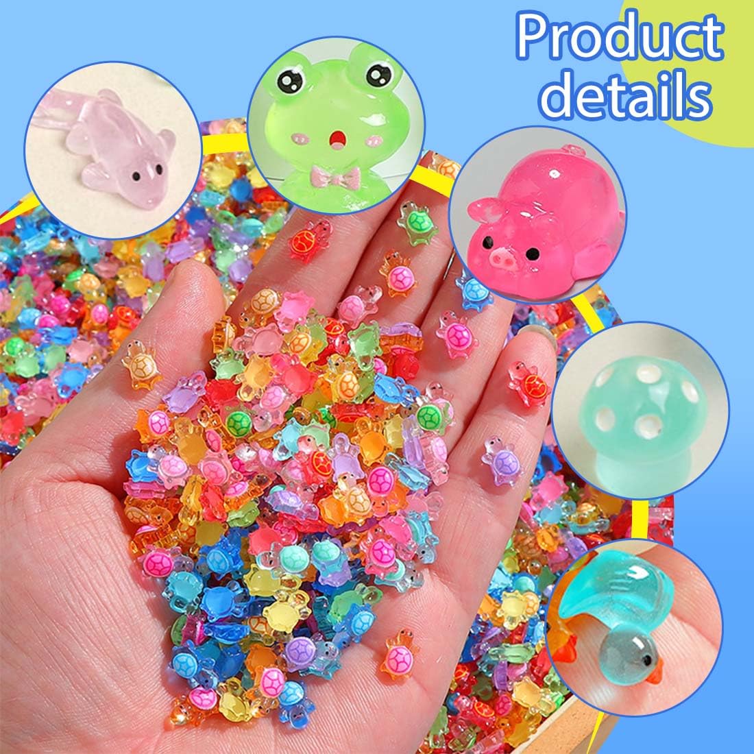 100 piezas de animales pequeños de resina, mini animales de resina que brillan en la oscuridad, para jardín, paisaje, casa de muñecas, adorno DIY, cumpleaños