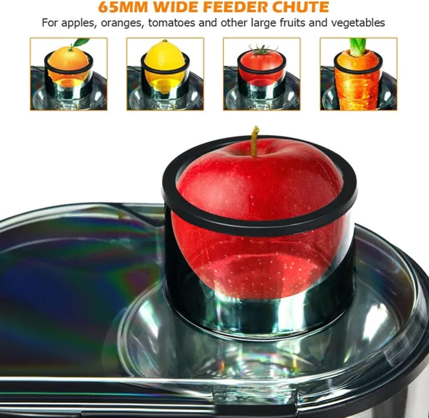 Centrifugal Juicers, Dual Speeds Juice Maker Machine with 2.5" Feed Chute, Compact Juice Extractor for Vegetables/Fruits, 400W, Stainless Steel (Black-1)