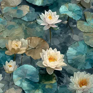 Watercolor Water Lily & Lotus Peel and Stick Wallpaper, Removable Self-Adhesive, Waterproof, 17.72" x 118.1"