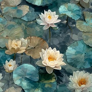 Watercolor Water Lily Floral Peel and Stick Wallpaper Removable Self Adh...