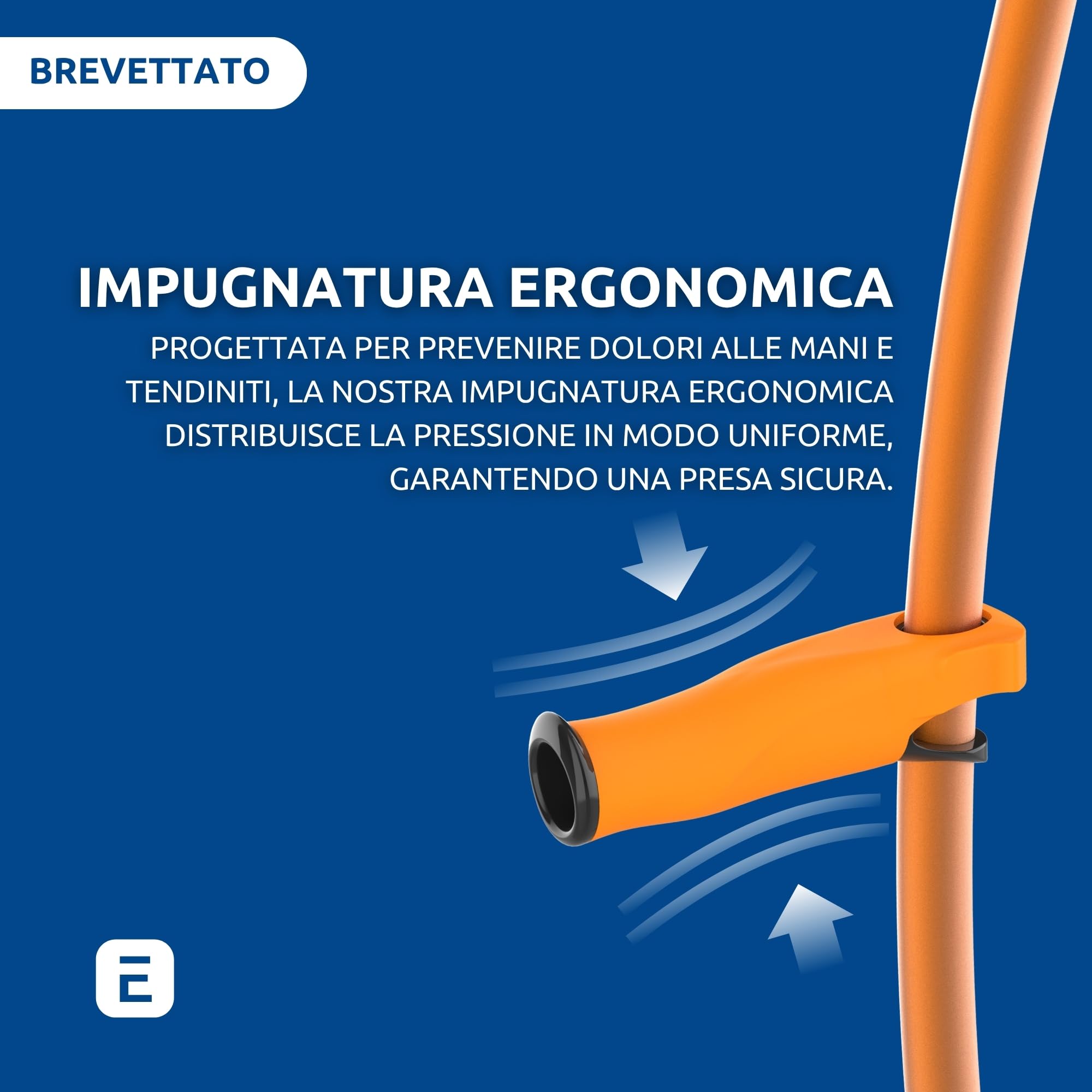 INDESmed x2 Stampelle Ortopediche Regolabili Leggere in Alluminio 100% aerospaziale - Stampelle Canadesi Colorate, impugnatura ergonomica e antiscivolo - Prodotto brevettato (Arancione, L (175-185cm))