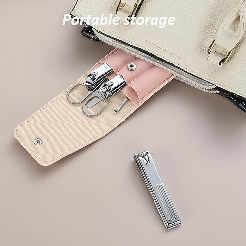 Miniatura 5 de Juego de cortaúñas para mujeres, 6 piezas, cortaúñas, relleno de calcetines de Navidad para adultos (rosa)