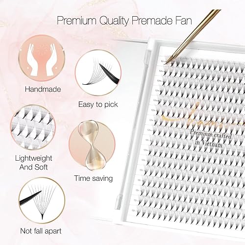 Miniatura 5 de Extensiones de pestañas prefabricadas con bandeja mixta, pestañas de volumen de 3D-10D, rizo CCCCD, grosor de 0.003 in, bandejas de pestañas de